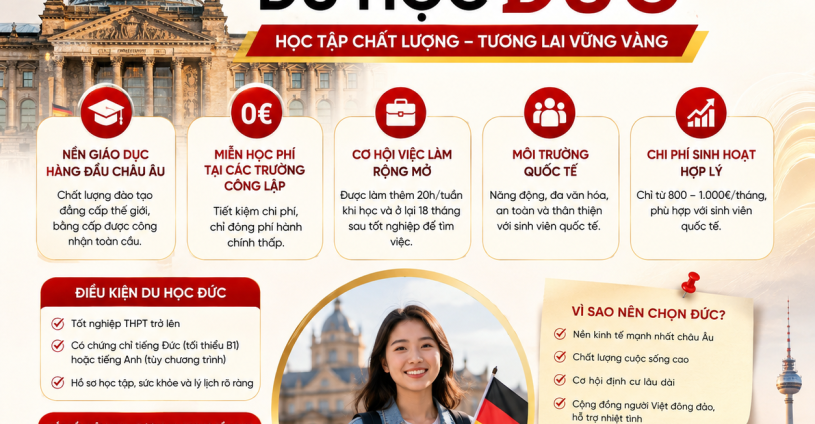 DU HỌC ĐỨC 2026: MIỄN HỌC PHÍ, ĐIỀU KIỆN VÀ CHI PHÍ MỚI NHẤT