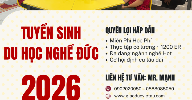 TUYỂN SINH DU HỌC NGHỀ ĐỨC – BAY SỚM KHÔNG CẦN B1